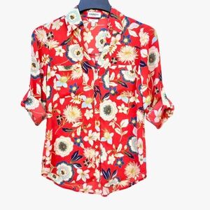 Express Portofino Orange Floral Top